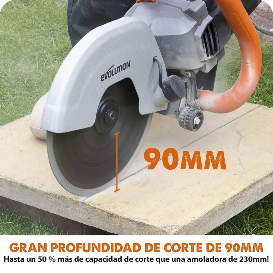 IMAGEN - ResidenteDeObra - cortadora Evolution Power Tools R230DCT Sierra de Disco para Cortar Hormigón Piedra Ladrillo Teja Eléctrico Corte de 3-1 2 - 02