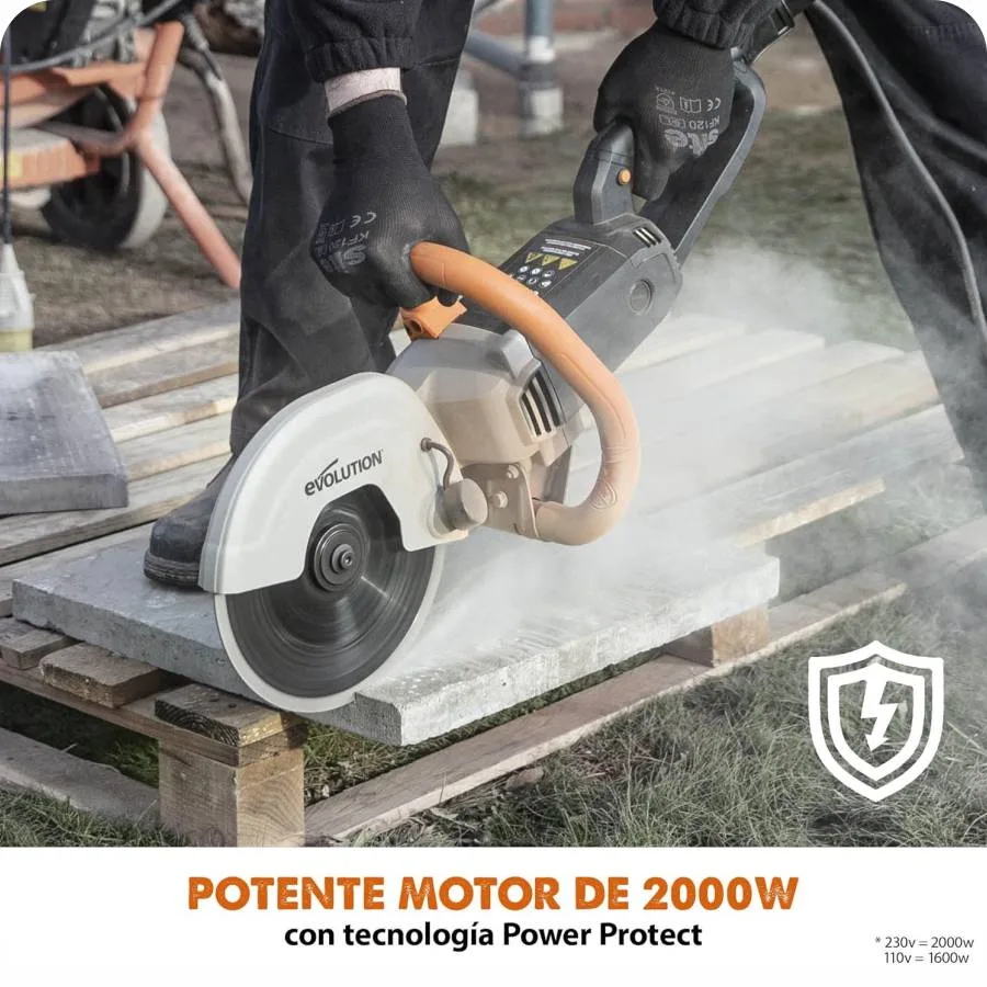 IMAGEN - ResidenteDeObra - cortadora Evolution Power Tools R230DCT Sierra de Disco para Cortar Hormigón Piedra Ladrillo Teja Eléctrico Corte de 3-1 2 - 04